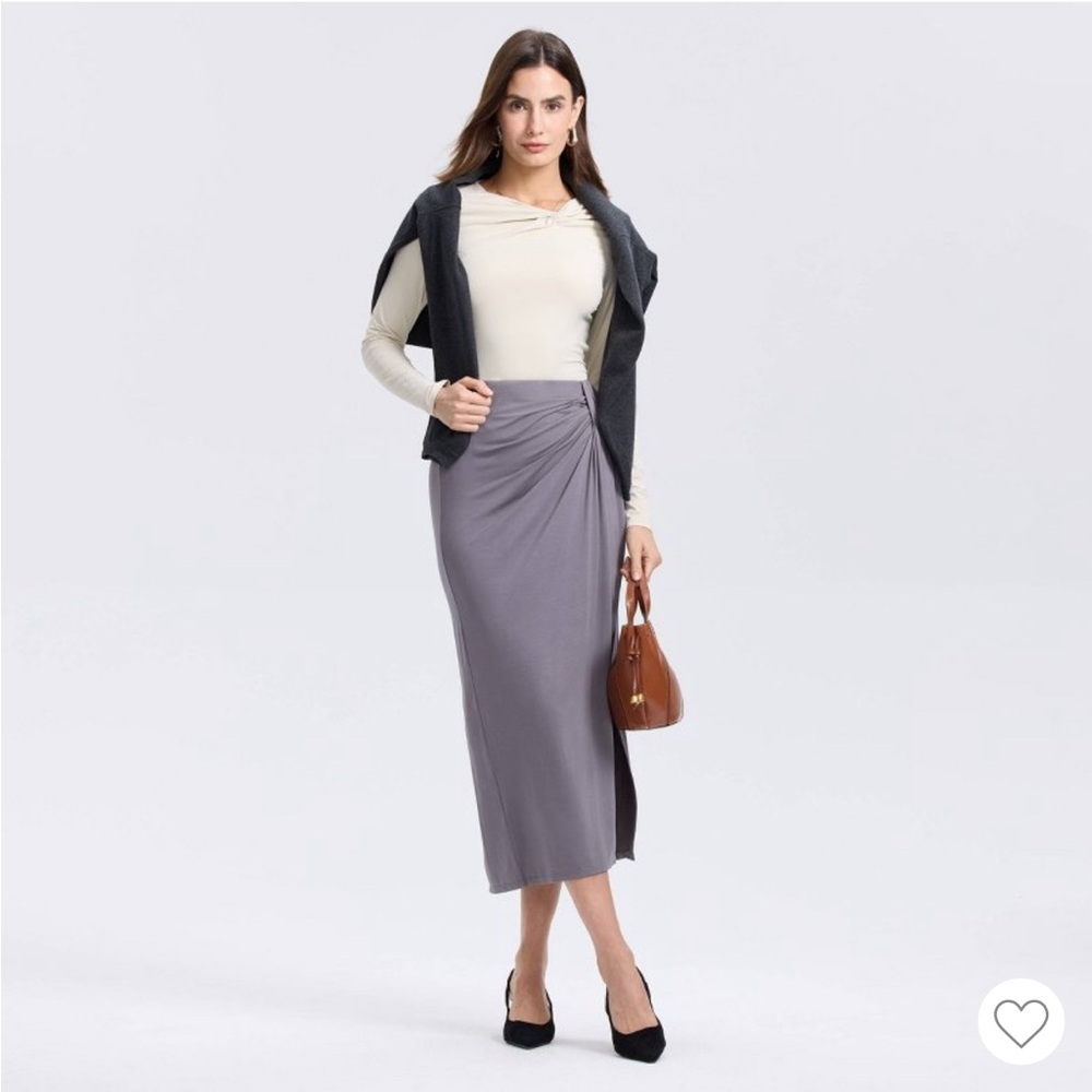 NWT Women's Twisted Maxi A-Line Skirt - A New Day for Target Smoked Pearl Grey S